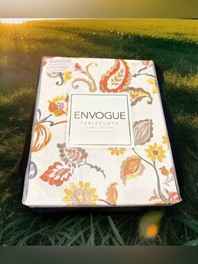 Envogue 100% Cotton Round Tablecloth 70" Harvest Pumpkin Paisley Fall Decor NEW
